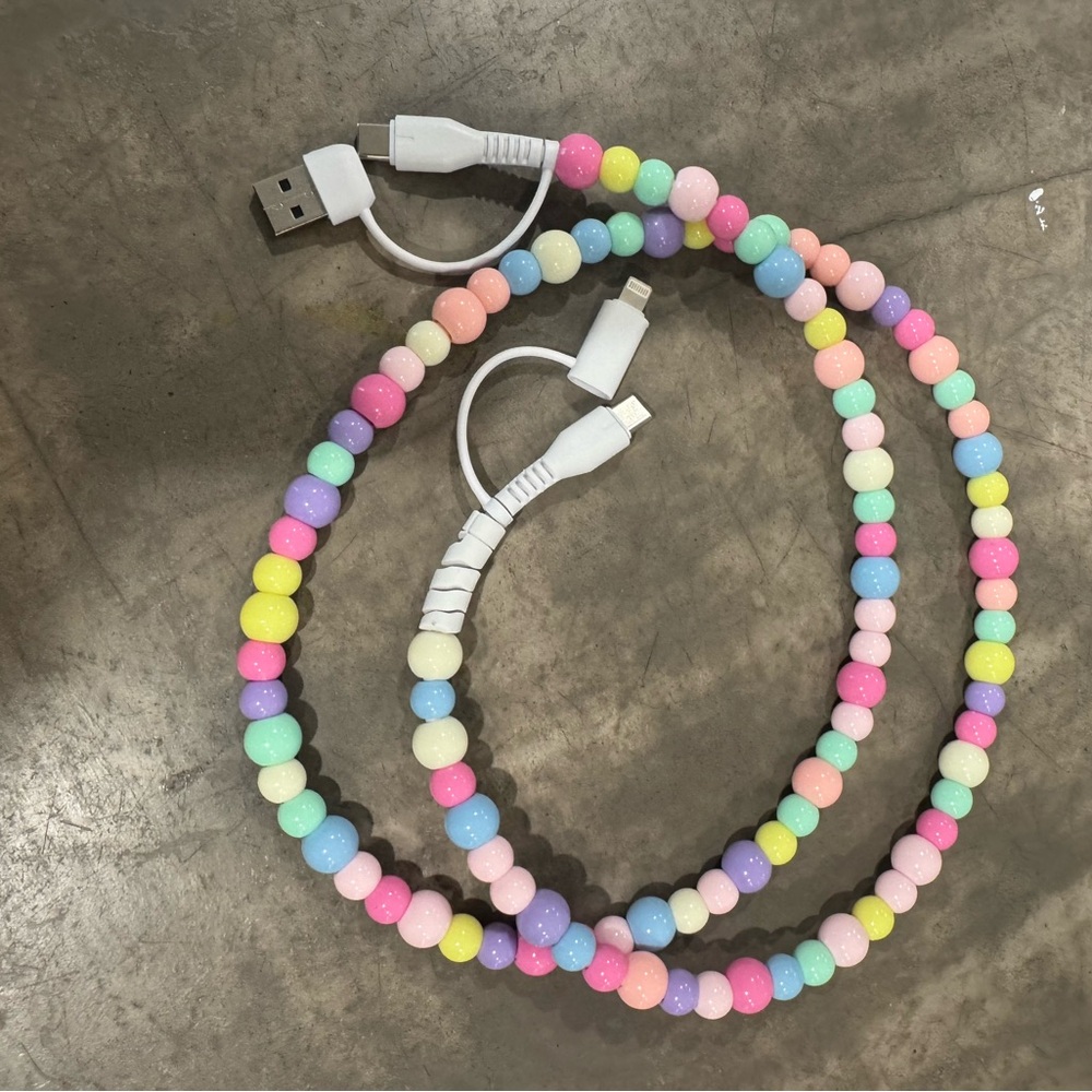 Colorful Beaded  Charging Cable with lots of options- USB & USB-C…fun&functional